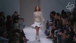 Rosie Huntington-Whiteley See-Through to Breasts at Fashion Show