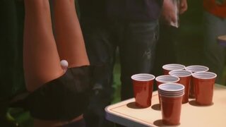 Nikki Ryann, Kayla Martin, Gia Wright, Audrey Manuel and Alicia Saint Amour Flashing their Breasts in Road Trip Beer Pong