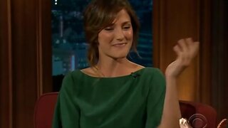 Minka Kelly leggy in green on the Late Late Show