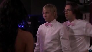 Angelina Bulygina and Christine Nguyen Bare Breasts from Party Down S01E05