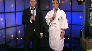 Olivia Munn Wearing Sexy French Maids Costume and Jumping Into Giant Pie