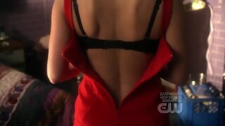 Erica Durance Cleavage and bra strap on Smallville