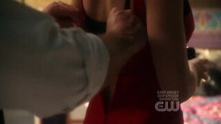 Erica Durance Cleavage and bra strap on Smallville