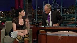 Sarah Silverman great Cleavage and legs on Letterman