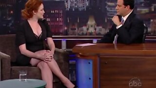 Christina Hendricks huge Cleavage and leggy on Jimmy Kimmel Live