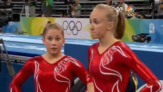 Alicia Sacramone doing the Team Final Floor Exercise