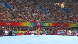 Alicia Sacramone doing the Team Final Floor Exercise