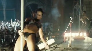 Axelle Carolyn pole dancing in underwear in Doomsday