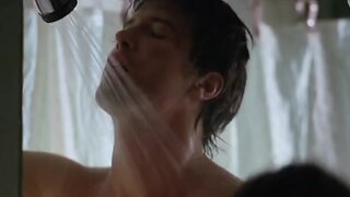 Hilary Swank in shower holding her breasts in Quiet Days in Hollywood