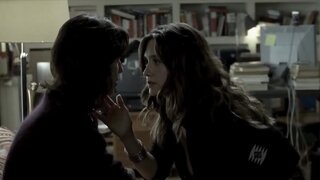 Maria Botto major Cleavage and getting her boob grabbed by a woman in Soldados de Salamina