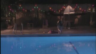 Stephanie Chao stripping down Nude and swimming in pool naked from Jack Frost Revenge of the Killer Mutant Snowman