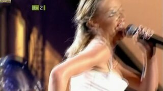 Kylie Minogue performing at Brit Awards