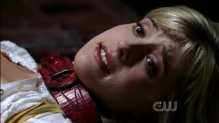 Allison Mack showing Bra on Smallville
