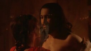 Kristin Kreuk making out in bed in Partition