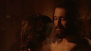 Kristin Kreuk making out in bed in Partition