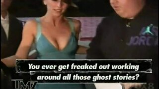 Jennifer Love Hewitt Cleavage in Blue dress Paparazzi video