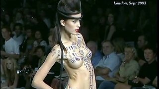 Petra Nemcova in a Topless fashion show shoot