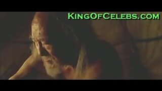 Monica Bellucci Naked in a tent with a naked old man doing some ritual in Le Concile de Pierre