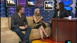 Kristen Bell and Mila Kunis Leg Show on TRL Interview