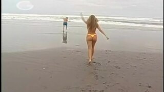 Sofia Vergara In a Yellow thong Bikini on the beach