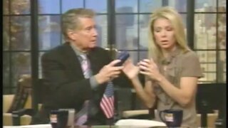 Kelly Ripa showing how she performs oral sex on Regis and Kelly