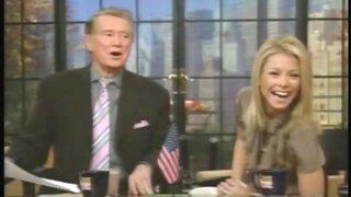 Kelly Ripa showing how she performs oral sex on Regis and Kelly