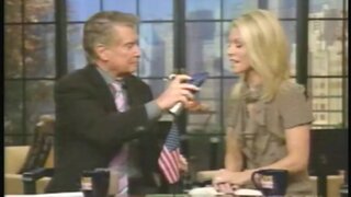 Kelly Ripa showing how she performs oral sex on Regis and Kelly