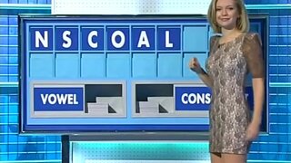 Rachel Riley in very short dress on Countdown