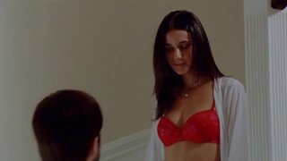 Emmanuelle Chriqui in Underwear and topless from behind in Deceit