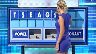 Rachel Riley in sexy blue mini dress Cleavage Countdown