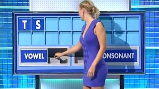 Rachel Riley in sexy blue mini dress Cleavage Countdown