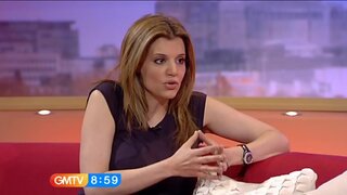 Linda Papadopoulos in see-thru top to bra on GMTV