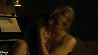Isild Le Besco and Judith Davis Naked Lesbian Kissing in Je Te Mangerais