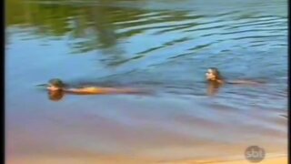 Andrea Richa Nude in water in Pantanal