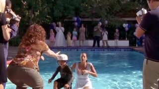 Becky ODonohue in See-Through outfit coming out of a pool on Unhitched S1e2