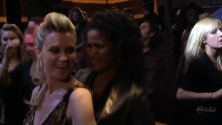 Bonnie Somerville kissing a girl on Cashmere Mafia