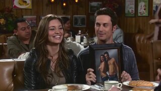 Bianca Kajlich Skimpy holding Boobs in Rules of Engagement s5e21
