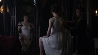 Eva Green sexy huge Cleavage in white dress in Camelot s1e5
