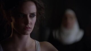 Eva Green sexy huge Cleavage in white dress in Camelot s1e5