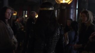 Eva Green sexy huge Cleavage in white dress in Camelot s1e5