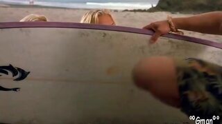 Various Celebs The Three Swedes Topless in Surf School
