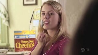 Laura Slade Wiggins licking spoon and in Thong from Shameless s1e04
