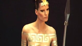 Iris Strubegger Nude with some body paint from Pirelli Calendar 2011 Behind The Scenes