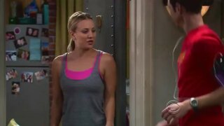 Kaley Cuoco stretching in gym clothes and Cleavage on Big Bang Theory