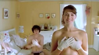 Lyndsy Fonseca topless but holding boobs in Kick-Ass