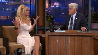 Pamela Anderson in slightly See-Through dress on the Tonight Show