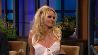 Pamela Anderson in slightly See-Through dress on the Tonight Show