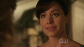 Allison Mack in a towel and Erica Durance in a Schoolgirl Outfit on Smallville S9 E15