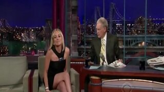 Sharon Stone in miniskirt and Nipply on The Late Show with David Letterman