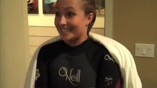 Hayden Panettiere in a Wetsuit Backstage at The Ellen Show
